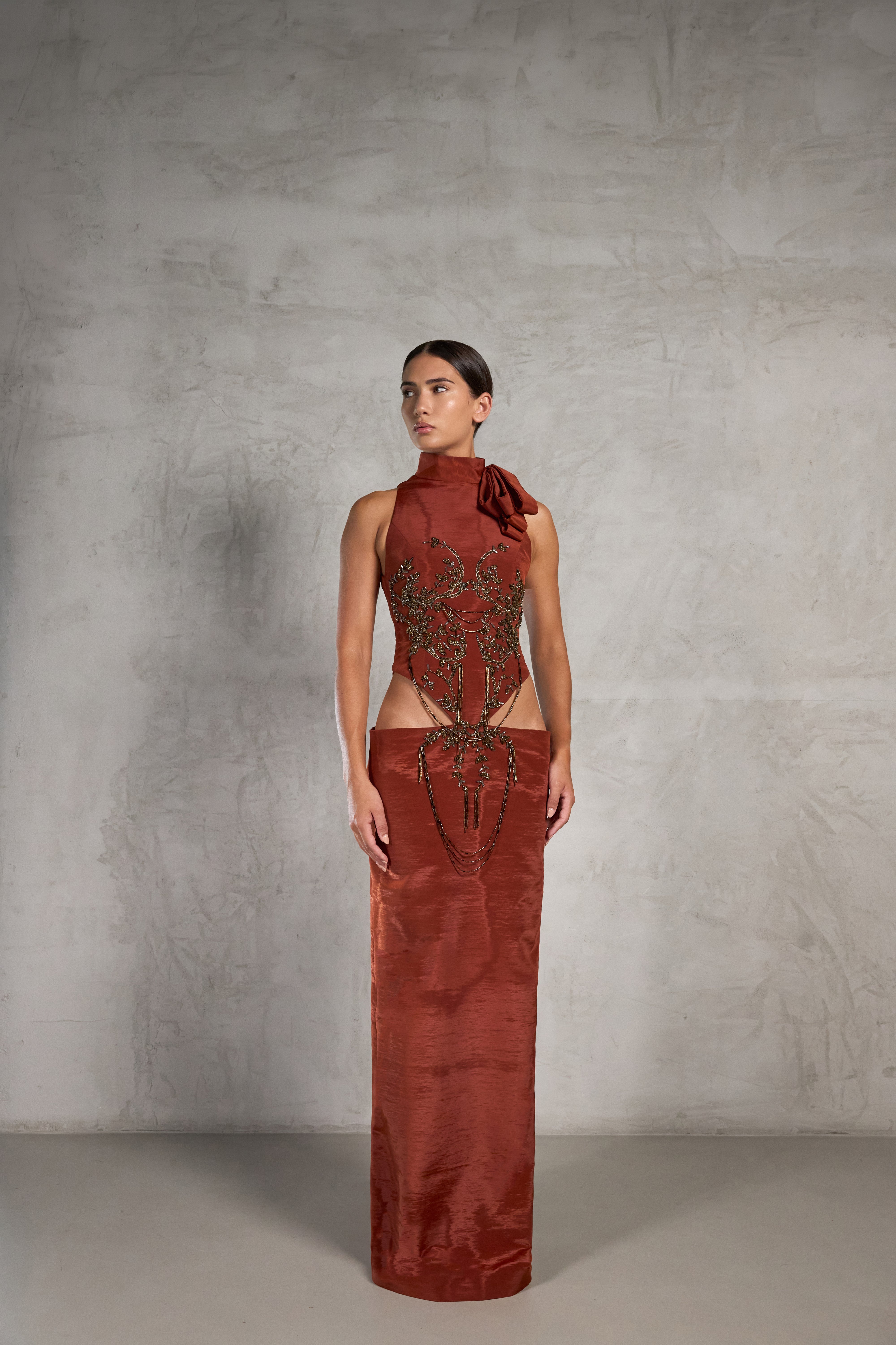Rust Moiré Gown