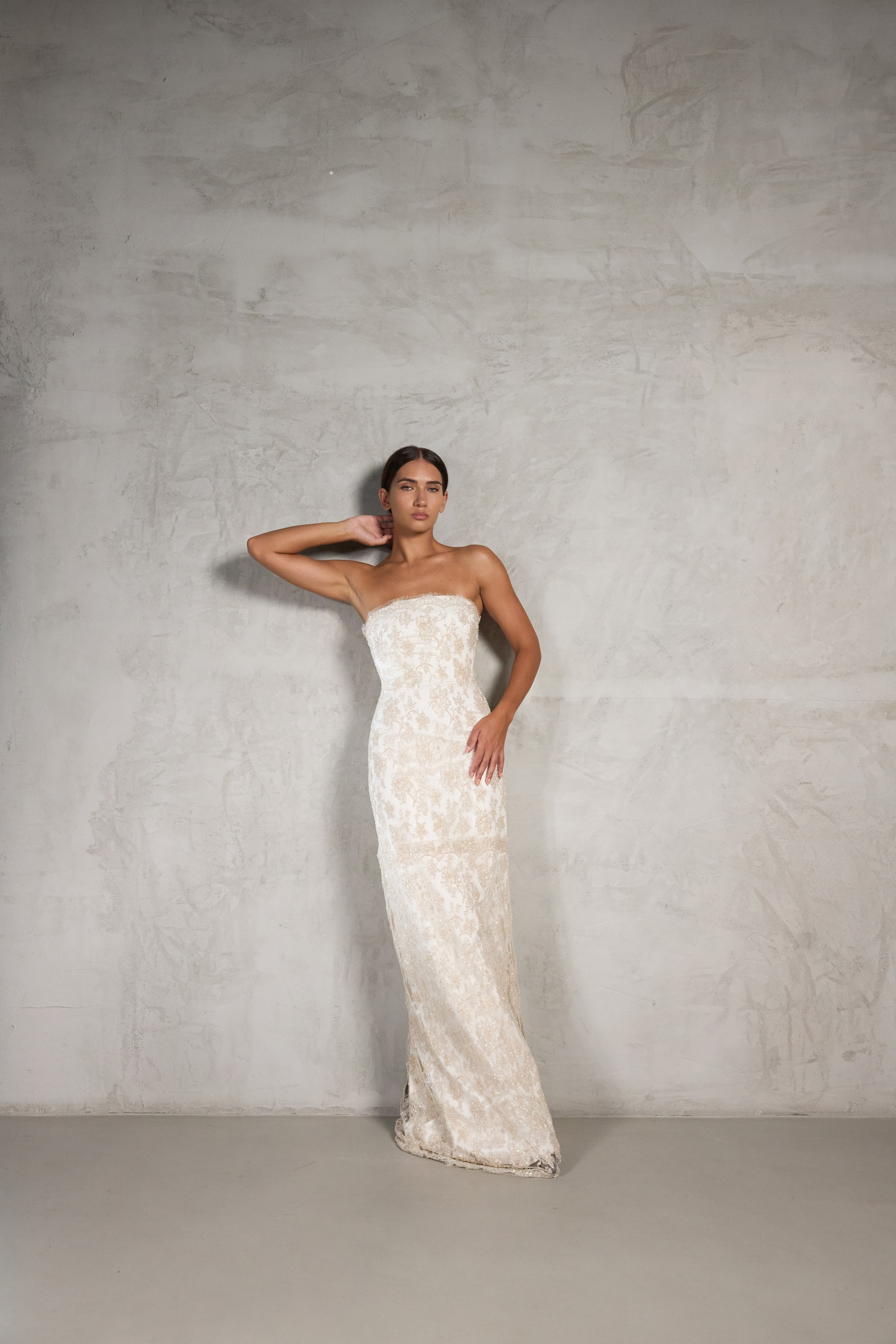 Mother of Pearl Lace Gown