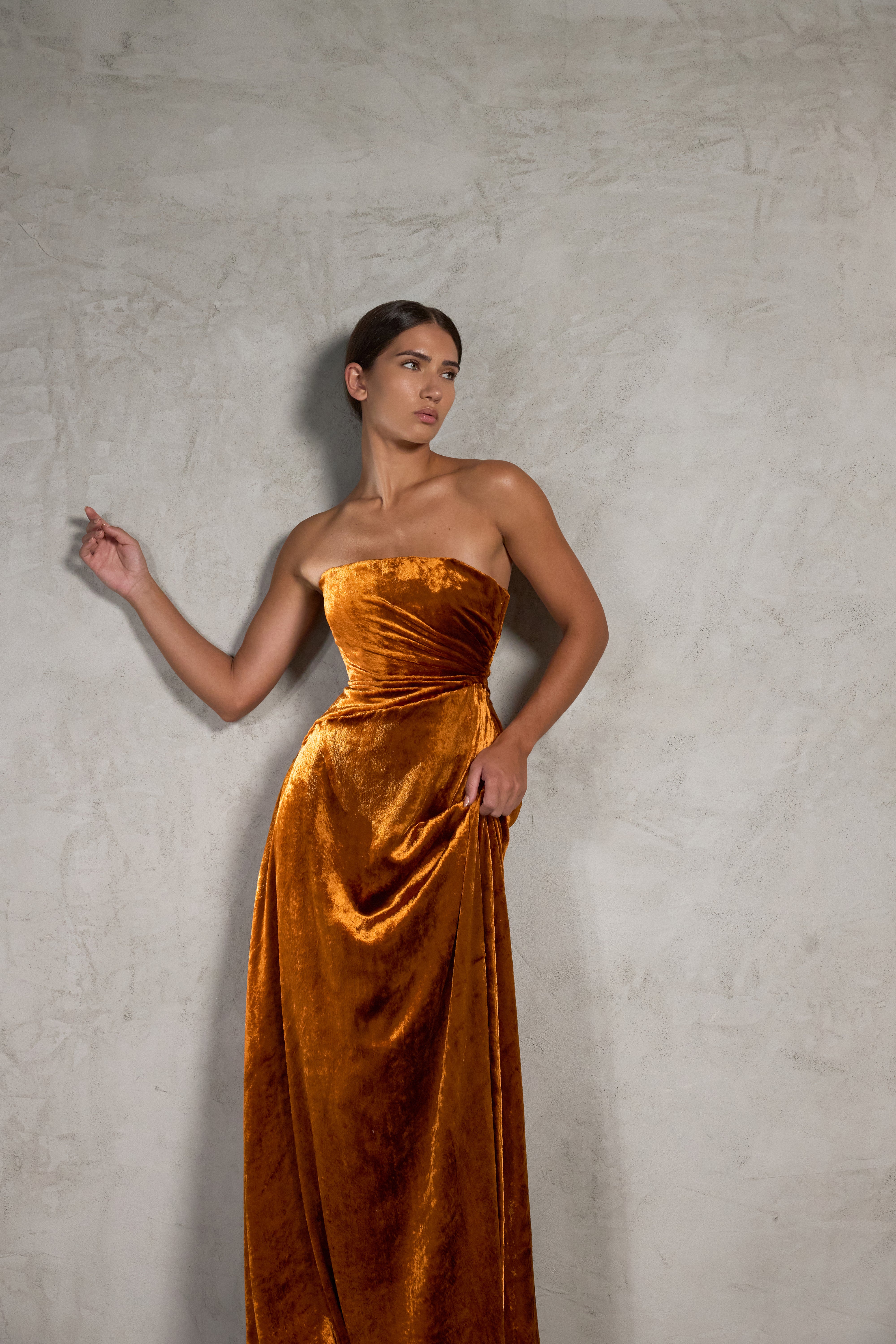 Rust Velvet Corseted Gown