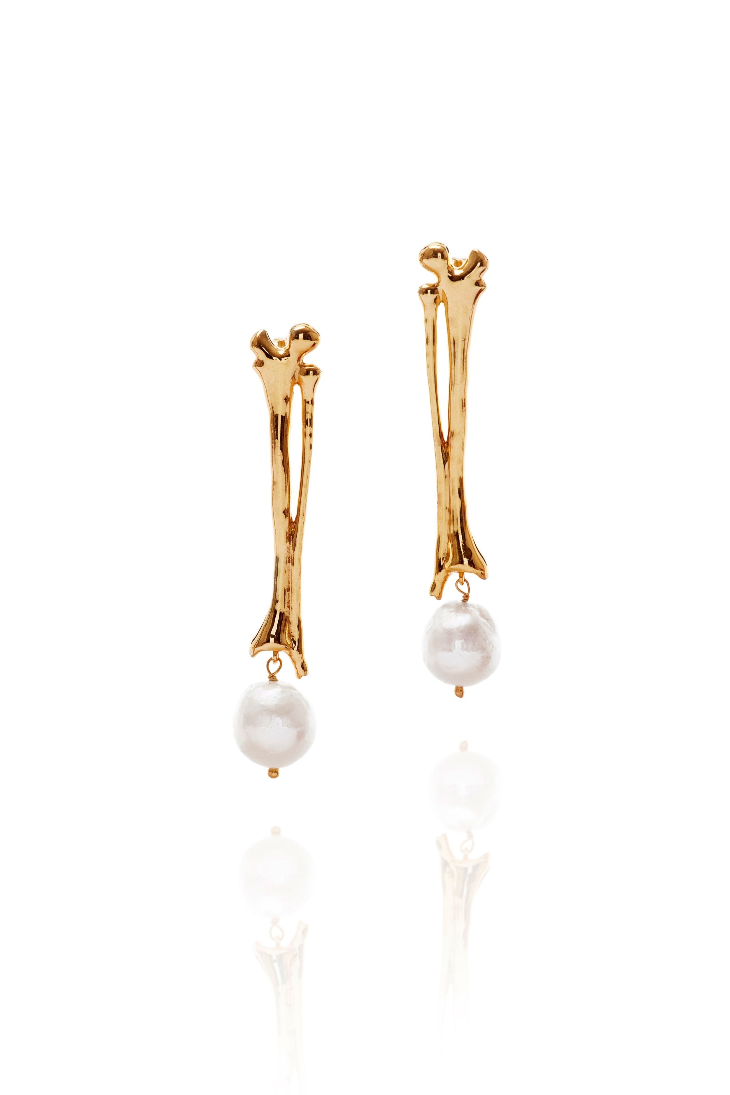 Cygnus Bone Earrings (Gold-Plated)