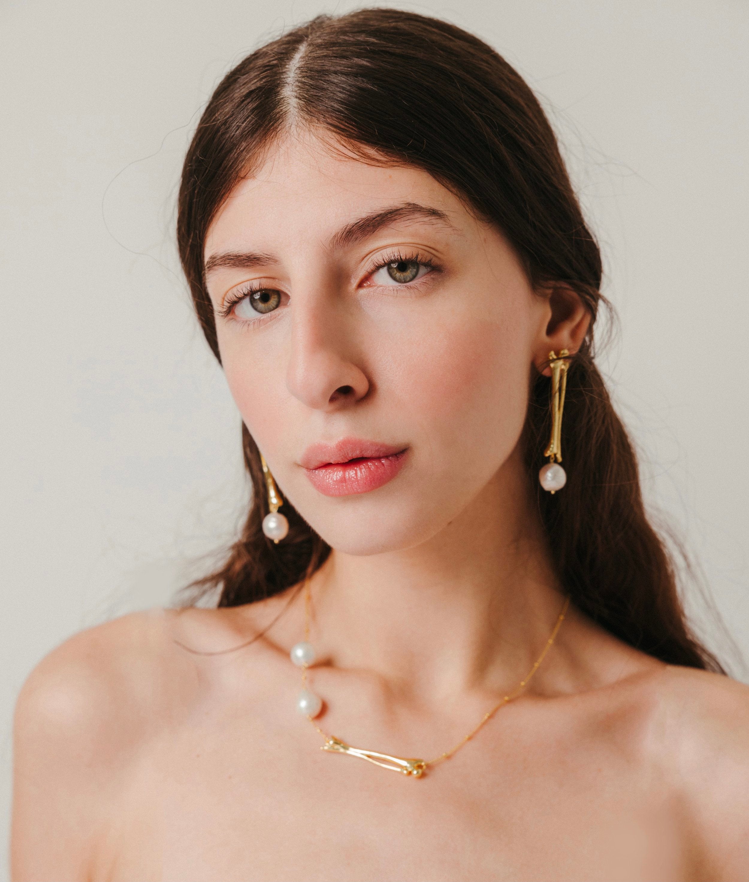 Cygnus Bone Earrings (Gold-Plated)