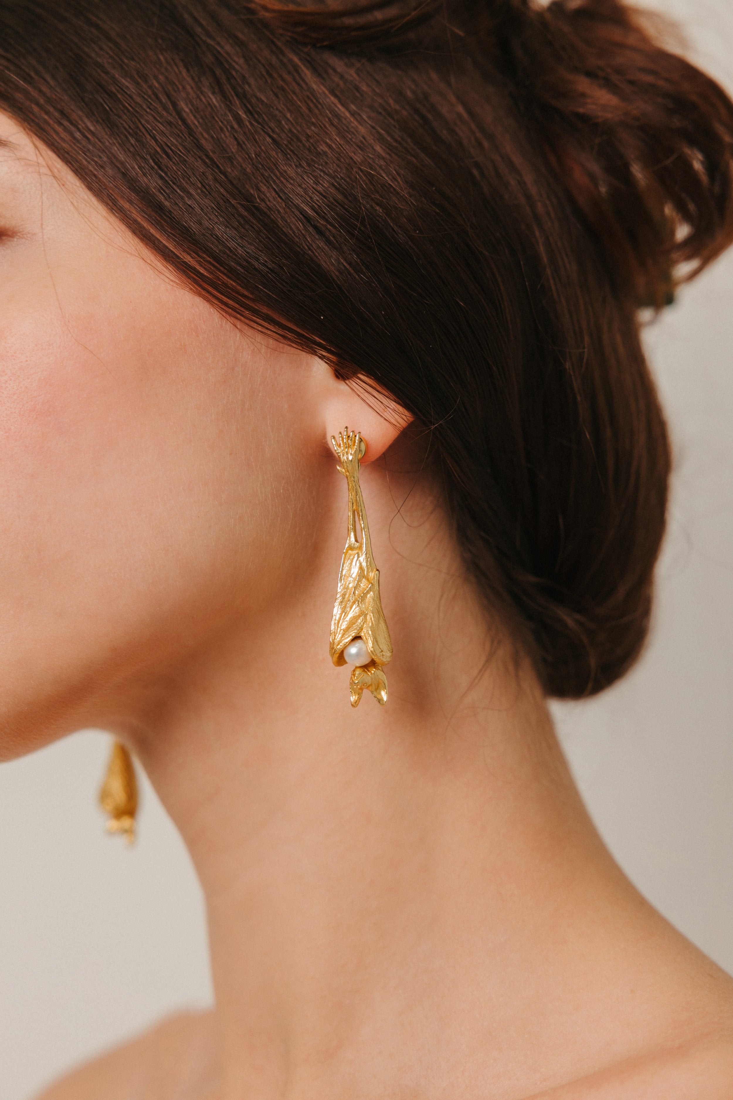 Sleeping Bat Earrings