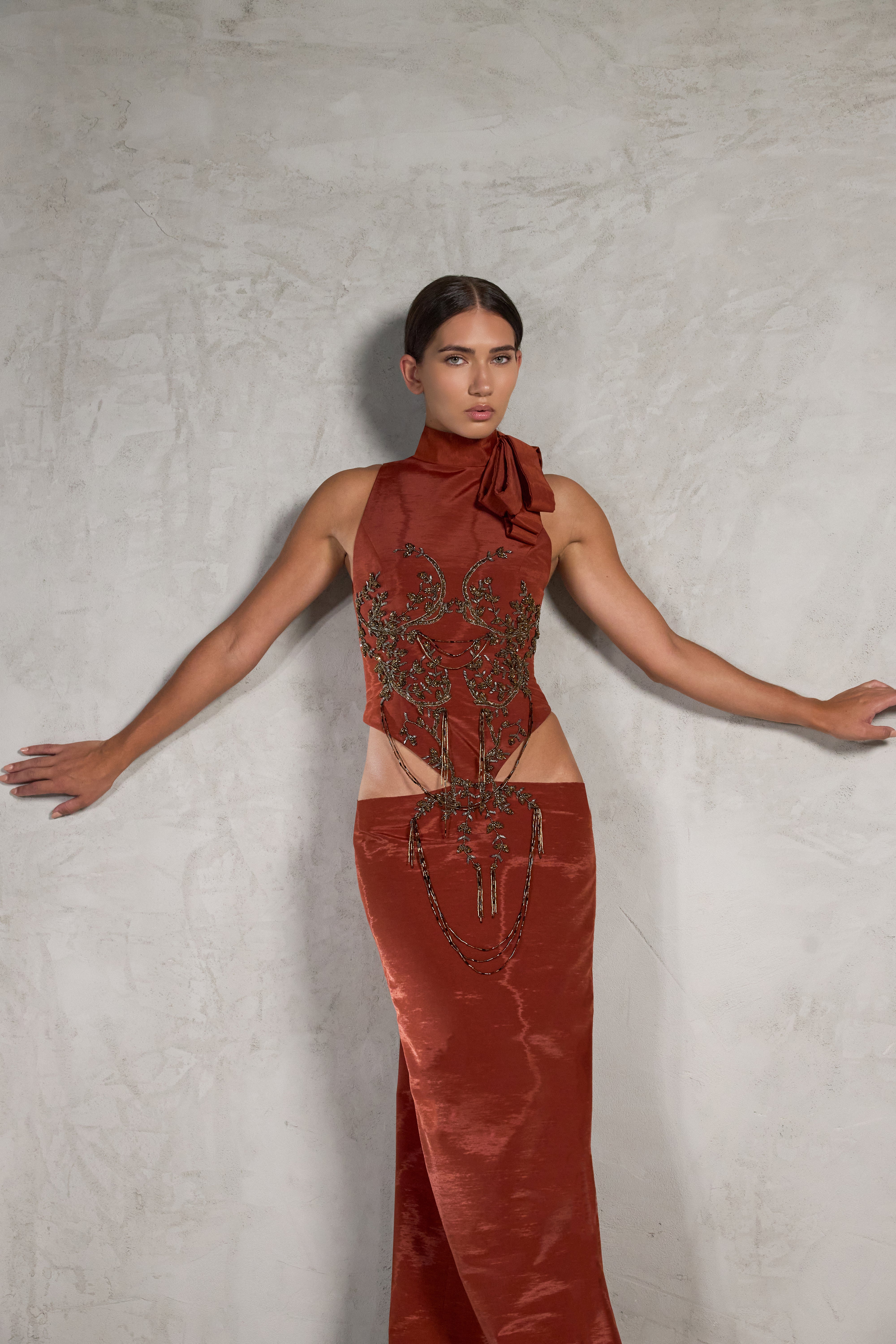 Rust Moiré Gown