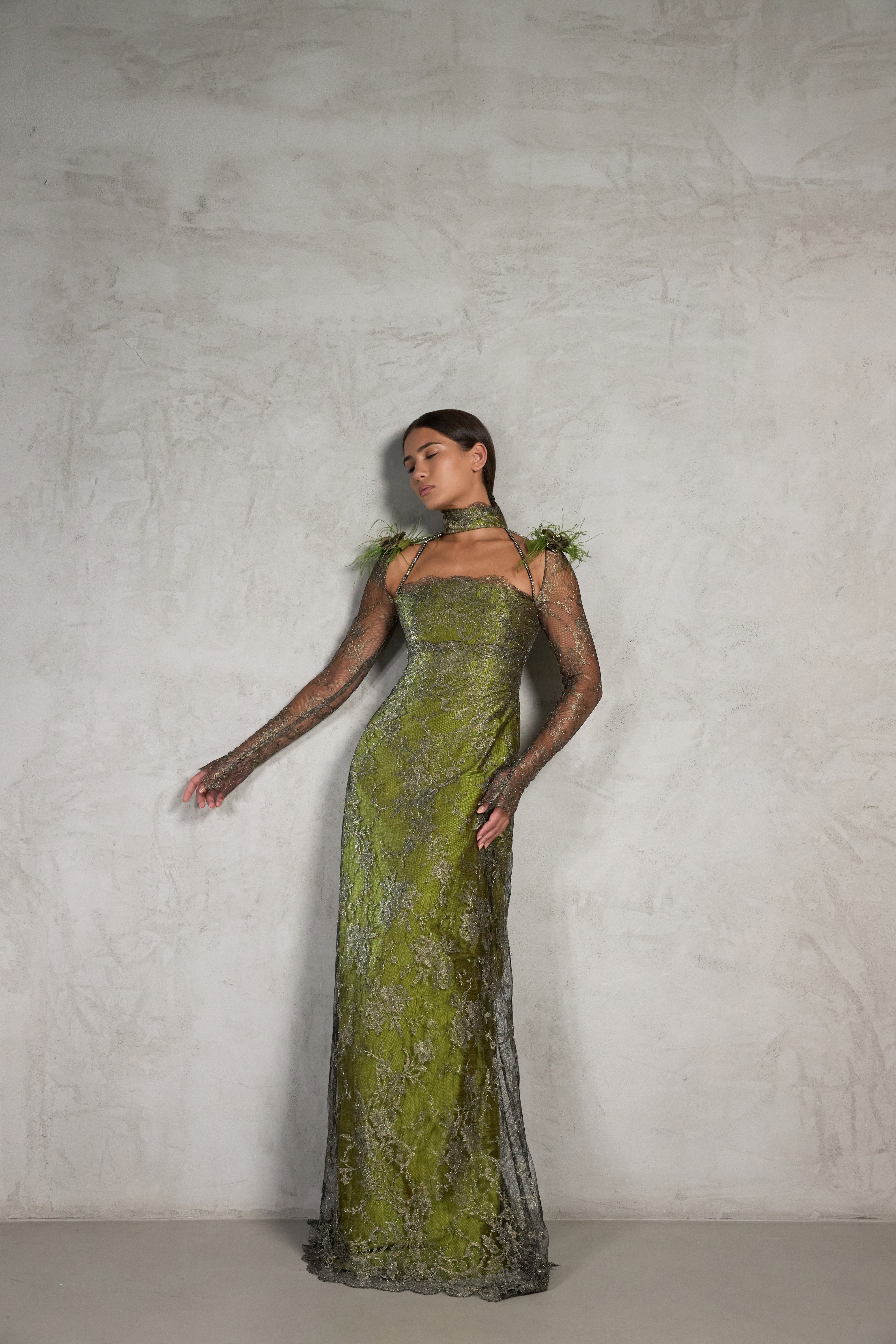 Chartreuse Lace Gown