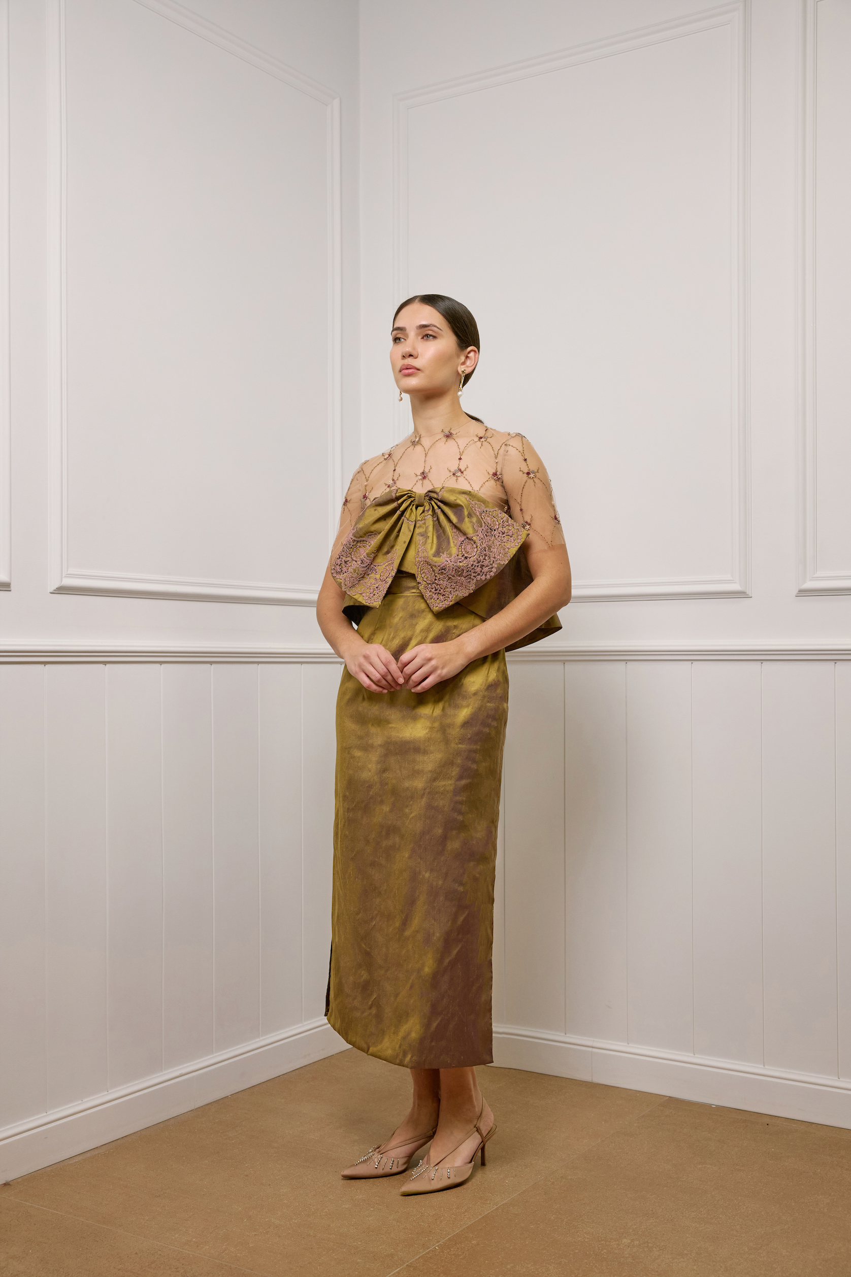 Bow Dress & Embroidered Top