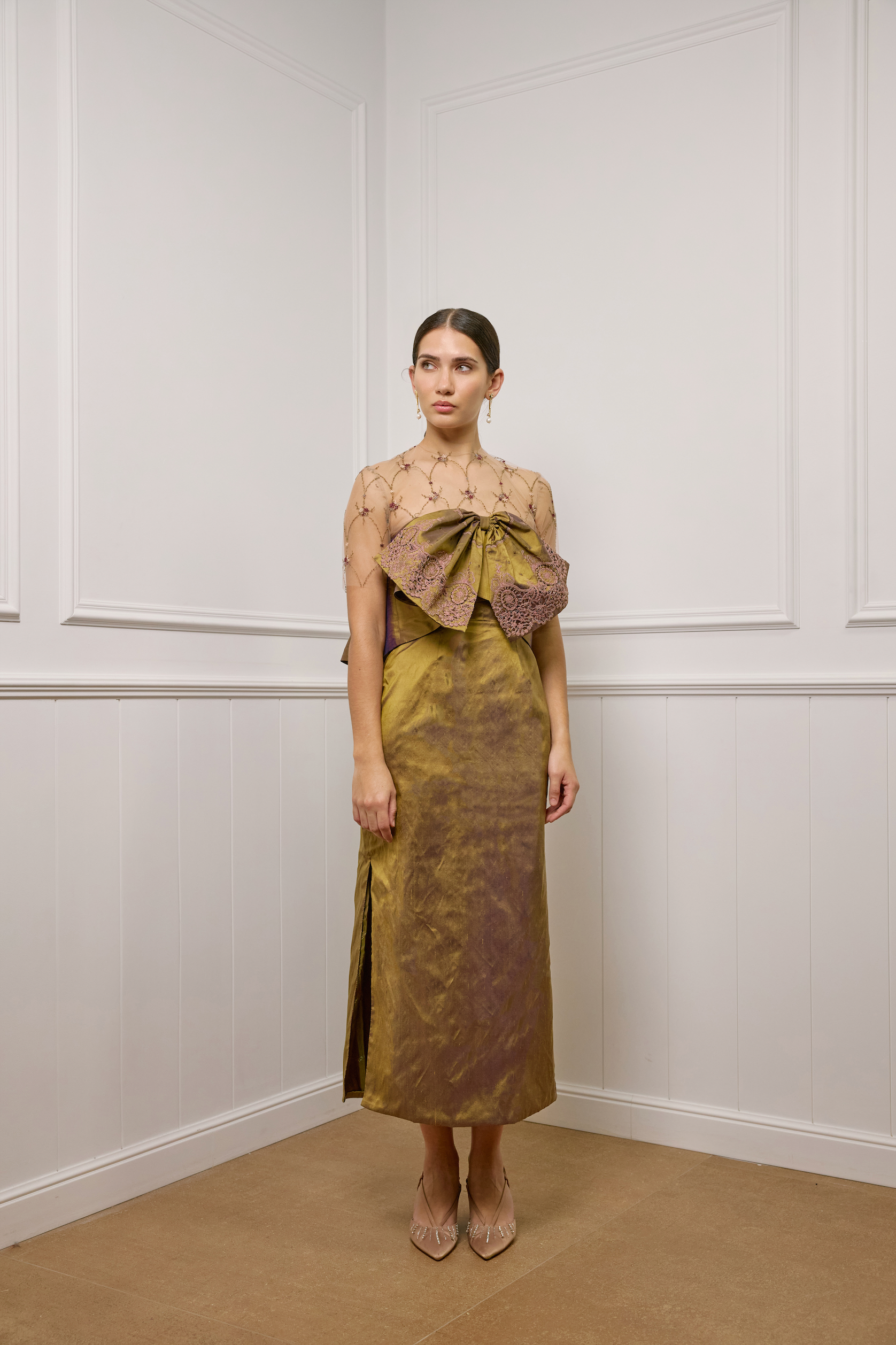 Bow Dress & Embroidered Top