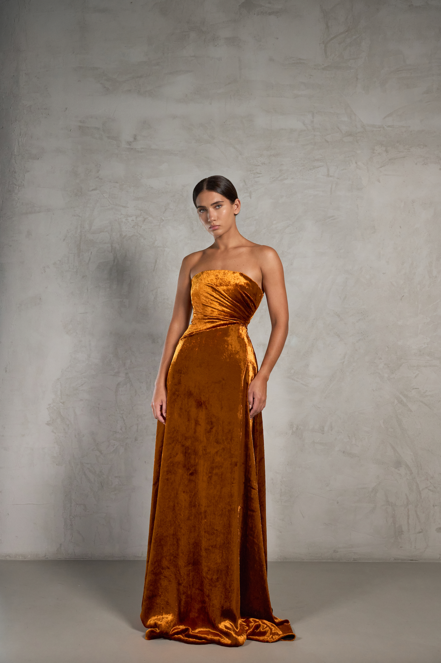 Rust Velvet Corseted Gown